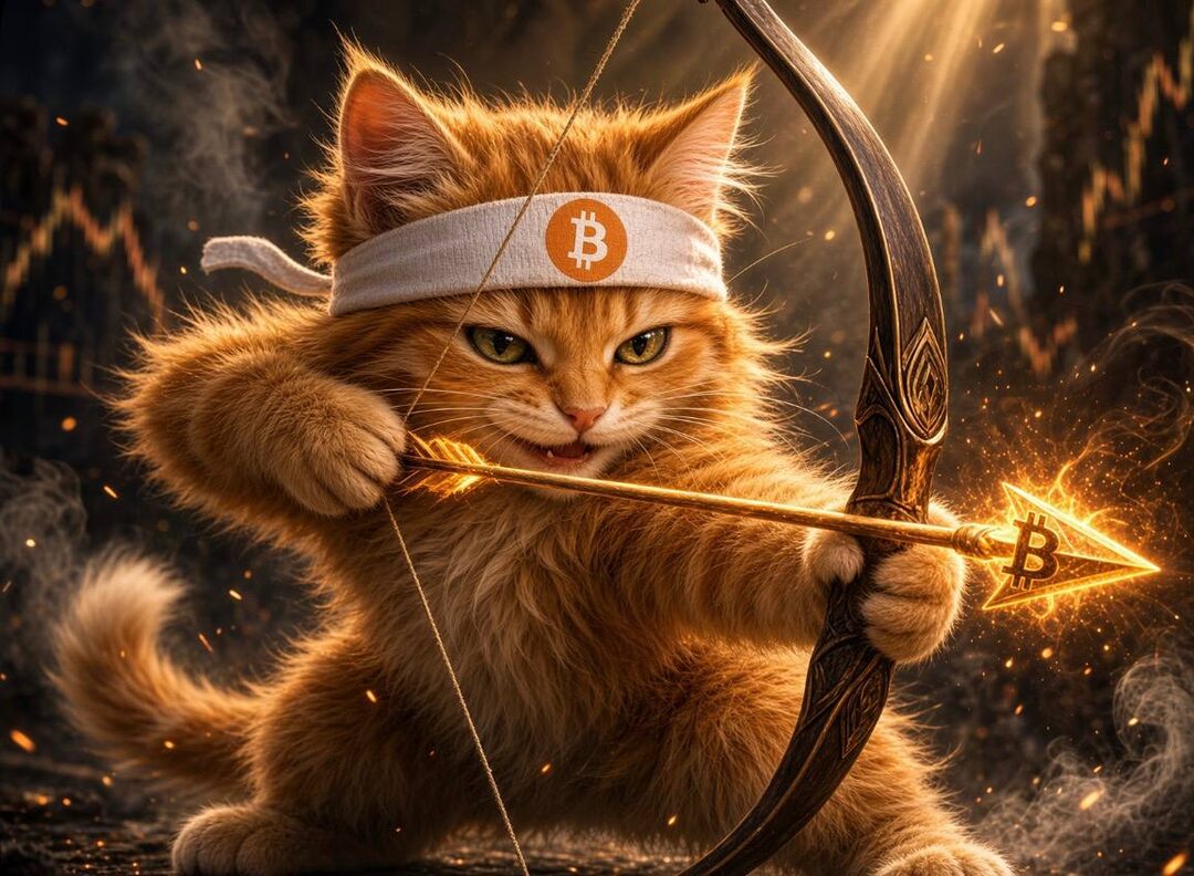 Buy The Cat meme — archer cat with a golden bow